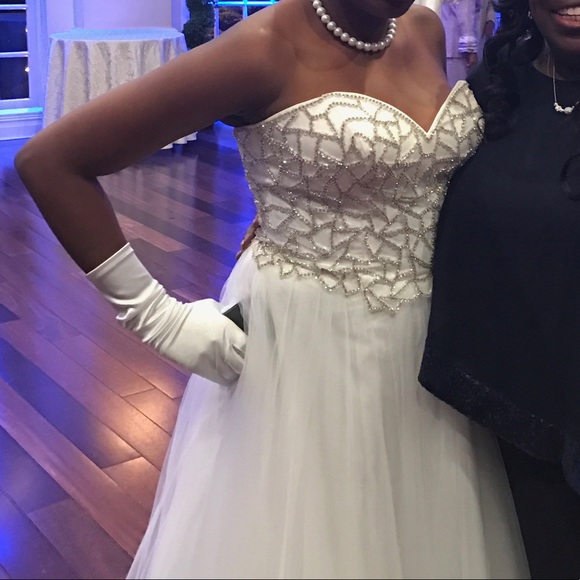 White Embroidered Prom Dress - Picture 1 of 3